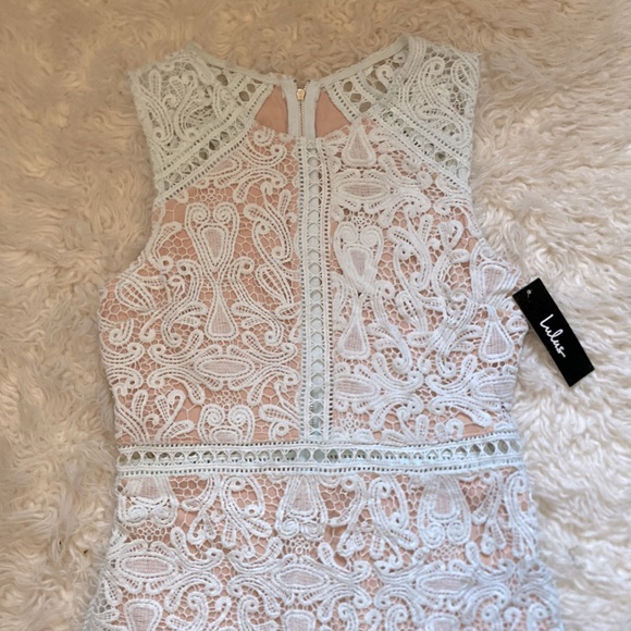 Lulus Dream Life Light Blue Lace Bodycon Dress Size Medium - Picture 7 of 11